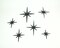 Set of 6 Cast Iron Starburst Wall Hangings Mid Century Modern 8 Pointed Stars